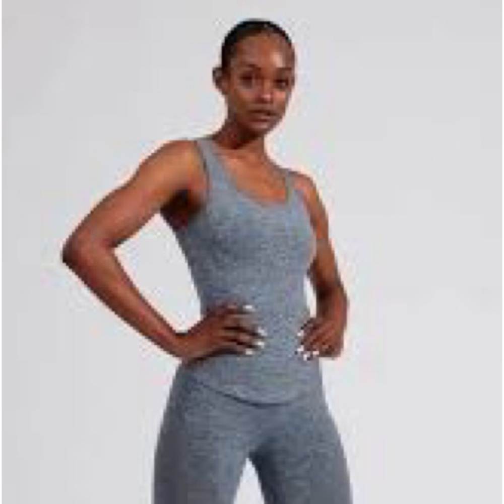 Buffbunny Women's Heathered Gray Racerback Tank Top Size L